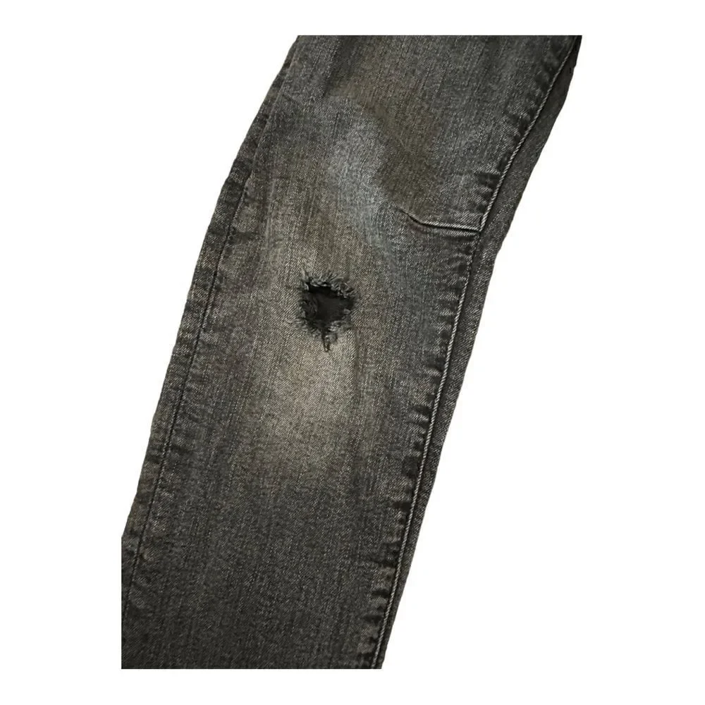 Gap | Pull On Stretch Slim Fit Drawstring Distressed Pants in Washed Black | S